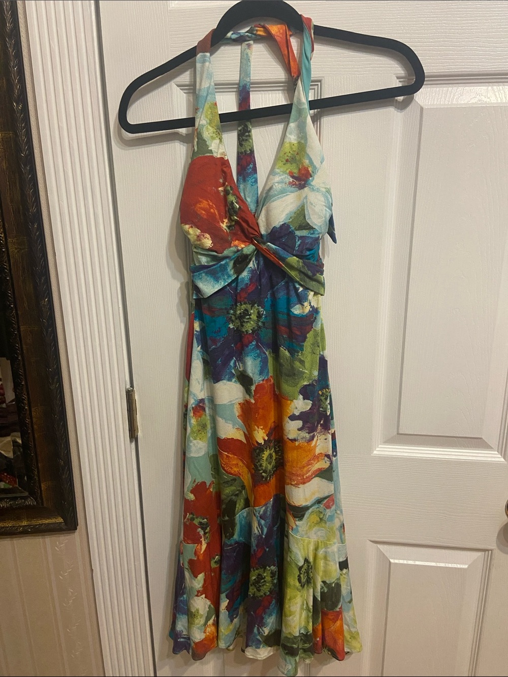 Cache Floral Halter Maxi Dress in Multi-Color Print